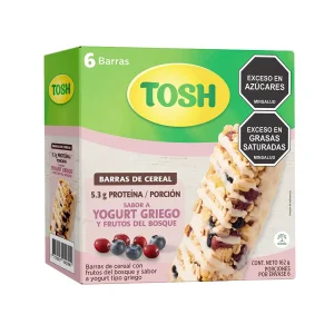Barra de cereal Tosh con yogurt griego y frutos del bosque  23 g, 6 unidades